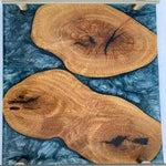 Olive Wood Tray With Icy Blue Epoxy 22 X 14 X 1 Inch