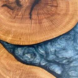Olive Wood Tray With Icy Blue Epoxy 22 X 14 X 1 Inch