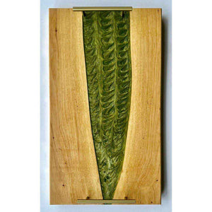 Pecan Tray With Olive Green Epoxy 26x15x1 Inch