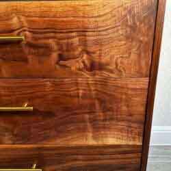 Walnut Dressing Table With Walnut Framed Mirror (Foureyes Furniture Inspired)