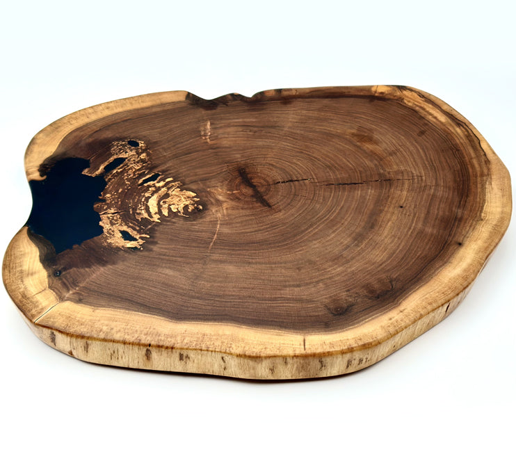 Black Walnut Live Edge Charcuterie Board/lazy Susan/ Side Table, 21x17x1 1/2