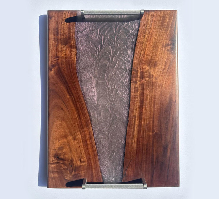 Black Walnut Mauve Pearl Epoxy Tray 23x14x1 Inch