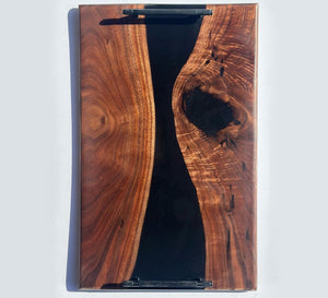 Black Walnut Serving Tray With Black Epoxy 23 X 14 X 1