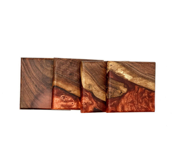 Custom Wooden Epoxy Coasters Finished With Organic Oil