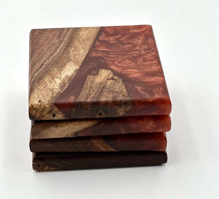 Custom Wooden Epoxy Coasters Finished With Organic Oil