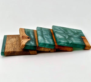 Custom Wooden Epoxy Coasters Finished With Organic Oil