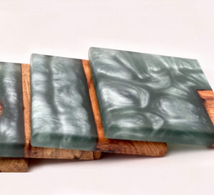 Custom Wooden Epoxy Coasters Finished With Organic Oil