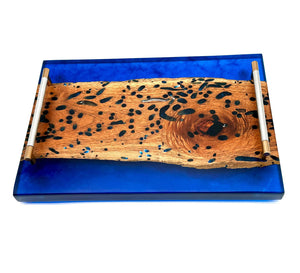 Live Edge Epoxy Tray, Ocean Blue