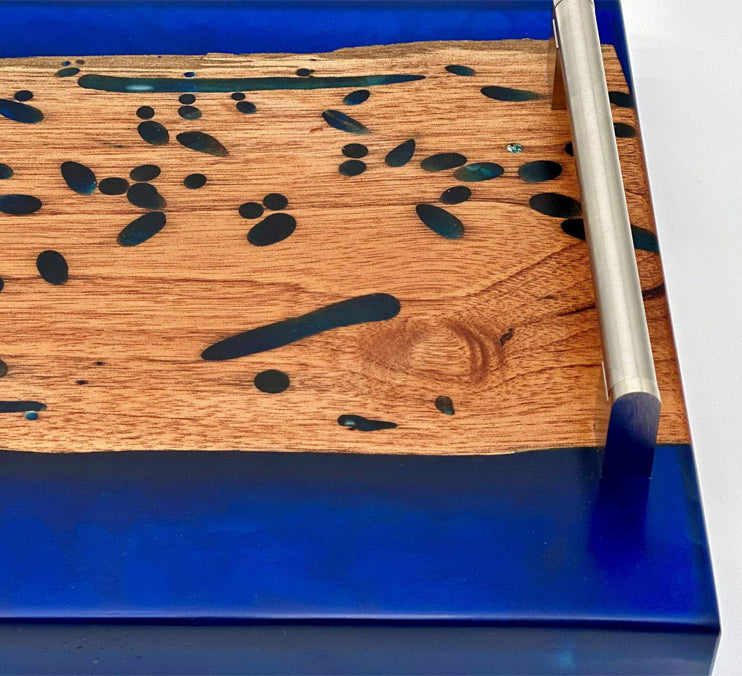 Live Edge Epoxy Tray, Ocean Blue