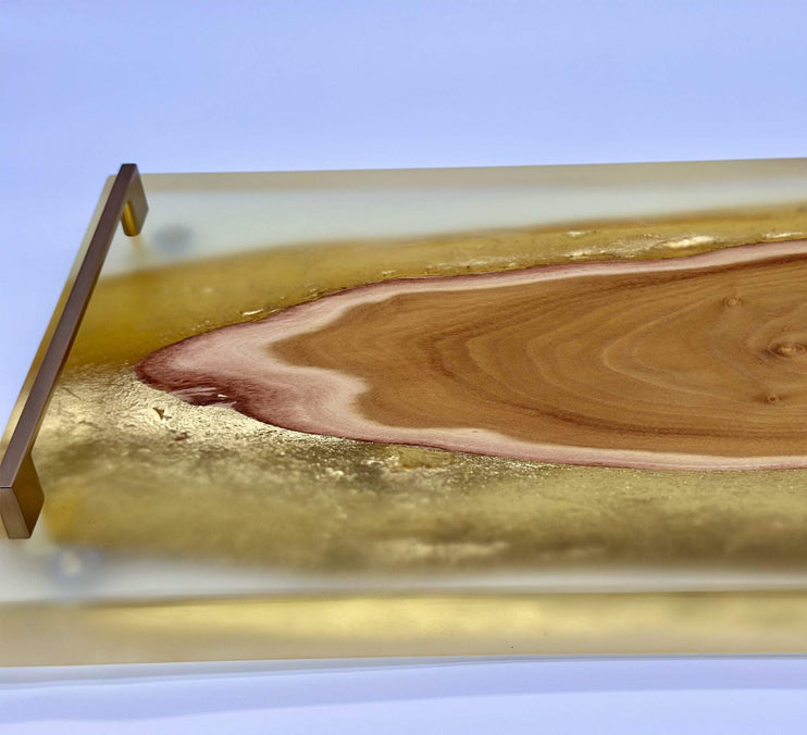 Live Edge Osage Orange, Gold Gilding Clear Epoxy Tray