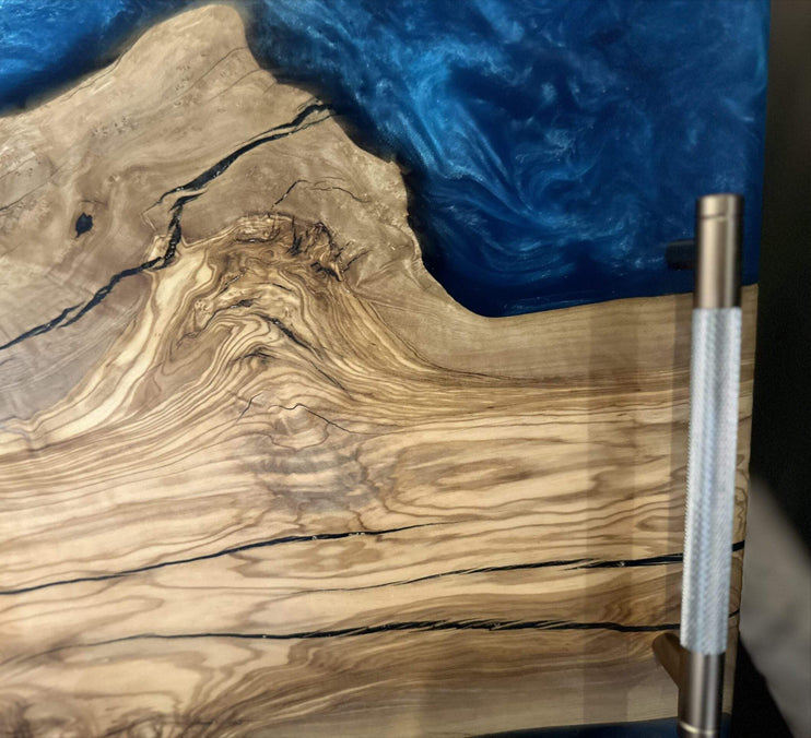 Olive Wood Blue Epoxy Tray 23x15x1 Inch