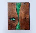 Walnut Metallic Green Epoxy Tray 23 X 15 X 3/4 Inch