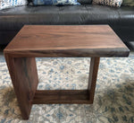 Walnut Waterfall Side Table With Transparent Blue Epoxy Tinge (Blacktail Studio Inspired)