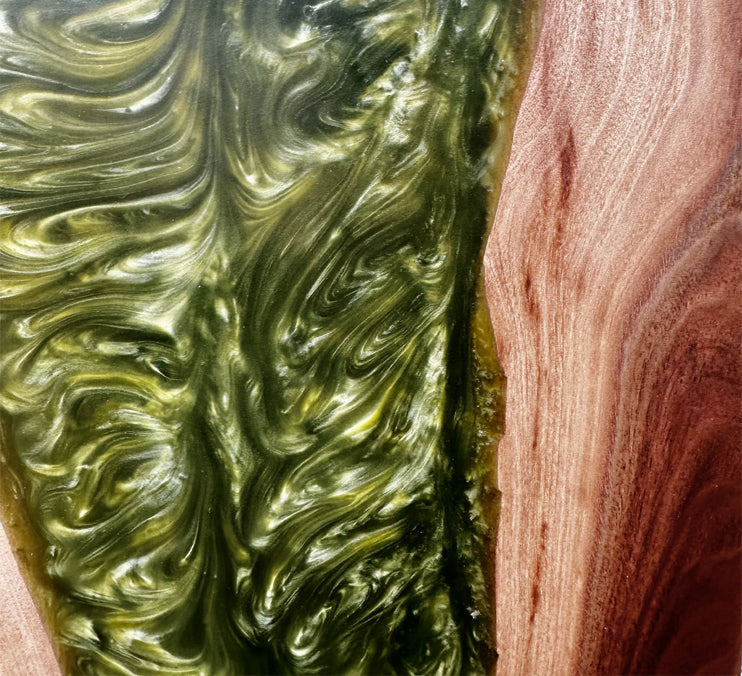 Walnut Live Edge Green Epoxy Tray and Board