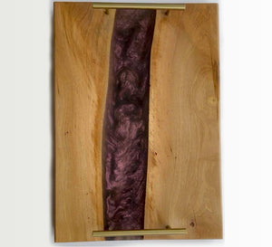 Pecan Tray With Mauve Epoxy 23 X 14x 1 Inch