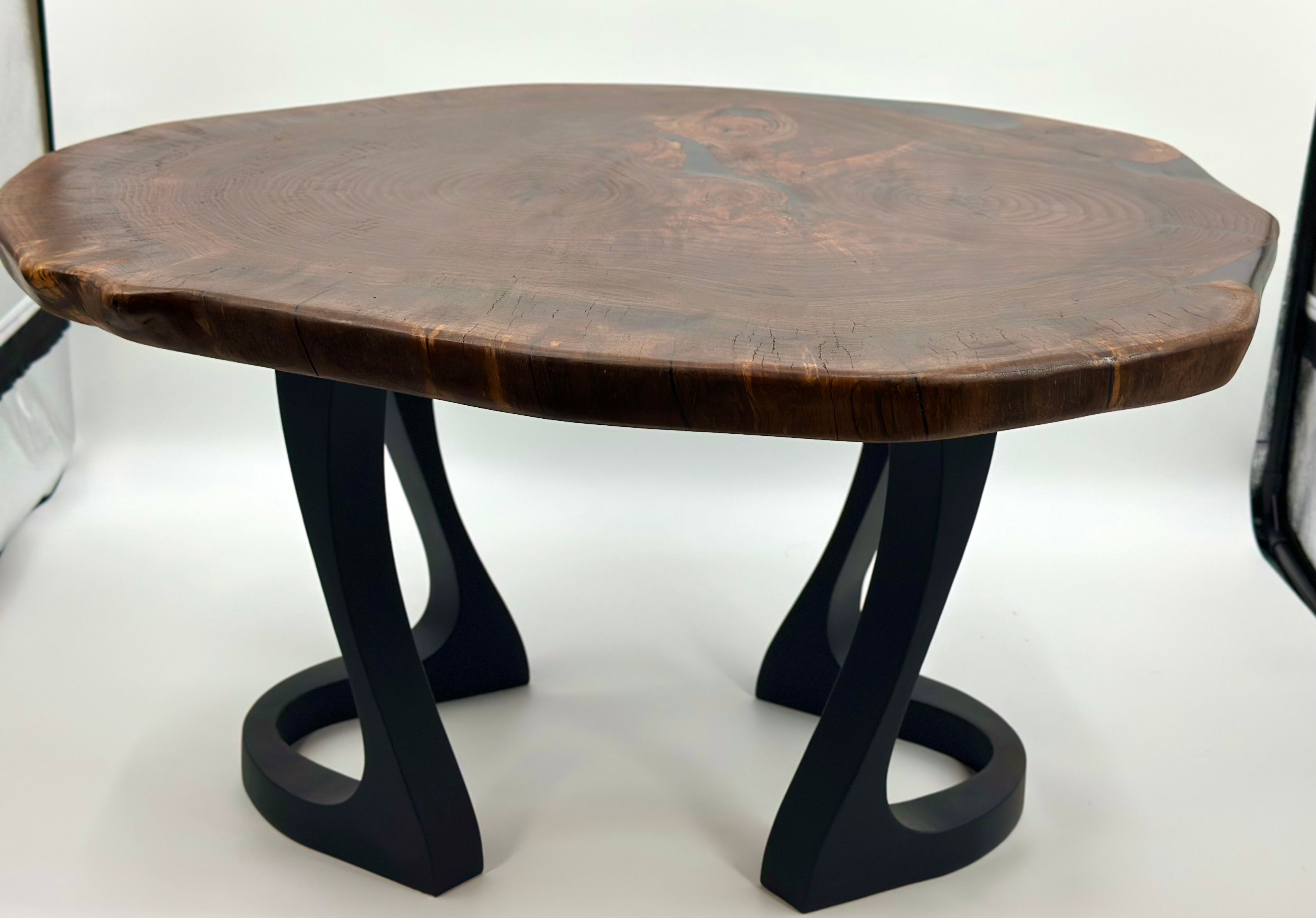 Live Edege Black Walnut Coffee Table With Black Epoxy