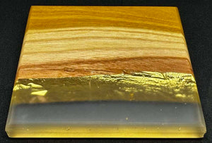 Osage Orange Coaster Set (4) With Gold Gilding and Clear Epoxy 4x4 Inch