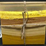 Osage Orange Coaster Set (4) With Gold Gilding and Clear Epoxy 4x4 Inch