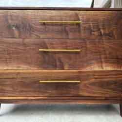 Walnut Dressing Table With Walnut Framed Mirror (Foureyes Furniture Inspired)