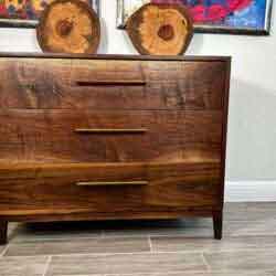 Walnut Dressing Table With Walnut Framed Mirror (Foureyes Furniture Inspired)