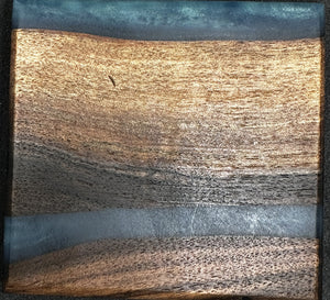 Black Walnut Coaster Set (4) With Blue Epoxy 4x4 Inch