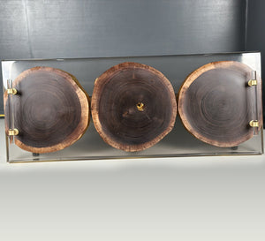 Black Walnut Cookies Tray With Clear Epoxy and Gold Gilding 25x9 1/2 X 1 1/4 Inch