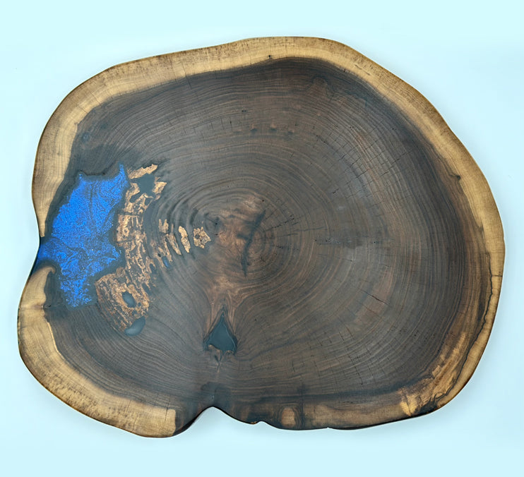 Black Walnut Live Edge Charcuterie Board/lazy Susan/ Side Table, 21x17x1 1/2