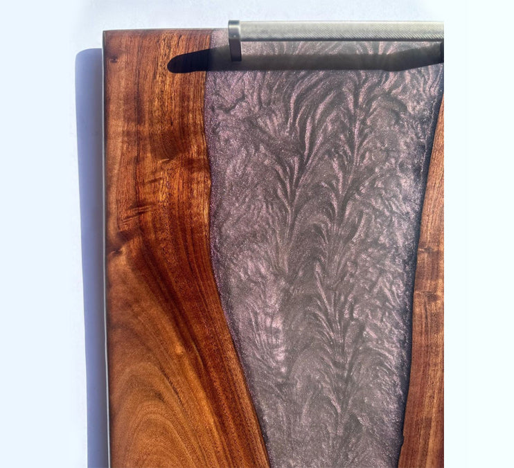 Black Walnut Mauve Pearl Epoxy Tray 23x14x1 Inch