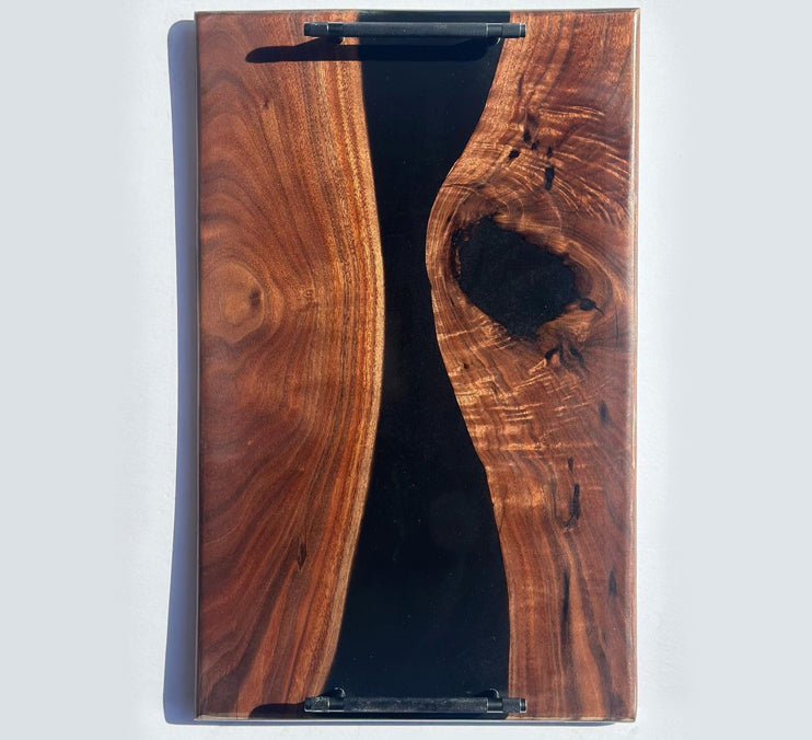 Black Walnut Serving Tray With Black Epoxy 23 X 14 X 1