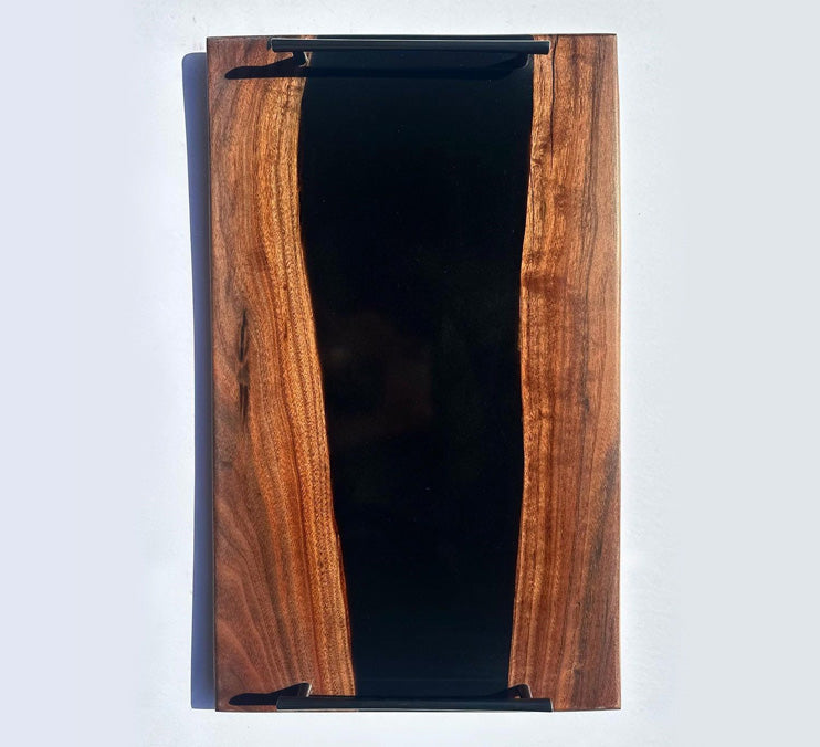 Black Walnut Serving Tray With Black Epoxy 23 X 14 X 1