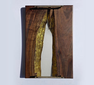 Black Walnut Tray With Clear Epoxy Tray and Gold Glitter 23x14x1 Inch