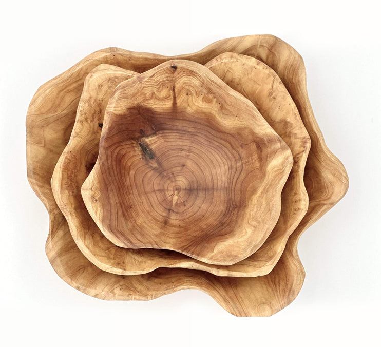 Cedar Live Edge Hand-carved Bowls, Various Sizes