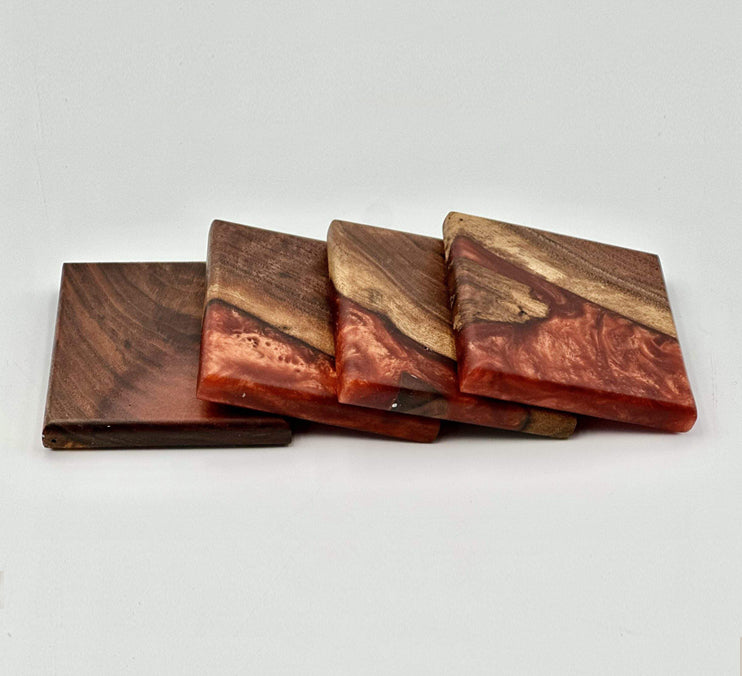 Custom Wooden Epoxy Coasters Finished With Organic Oil