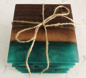 Custom Wooden Epoxy Coasters Finished With Organic Oil