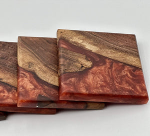 Custom Wooden Epoxy Coasters Finished With Organic Oil