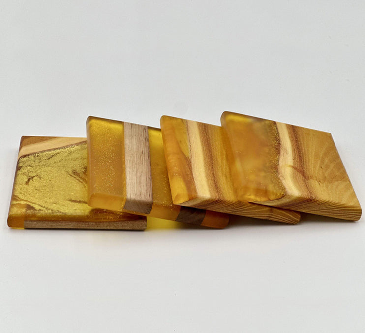 Custom Wooden Epoxy Coasters Finished With Organic Oil