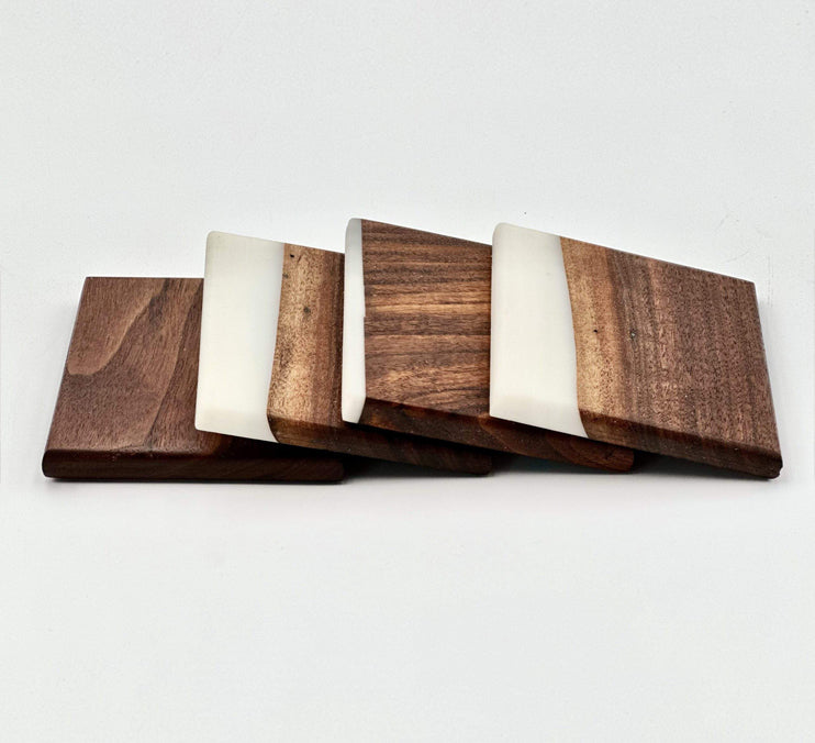 Custom Wooden Epoxy Coasters Finished With Organic Oil