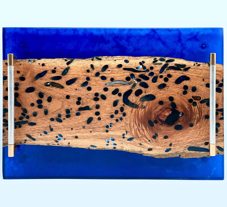 Live Edge Epoxy Tray, Ocean Blue