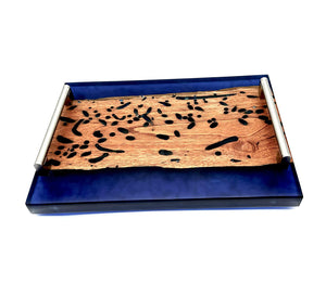 Live Edge Epoxy Tray, Ocean Blue