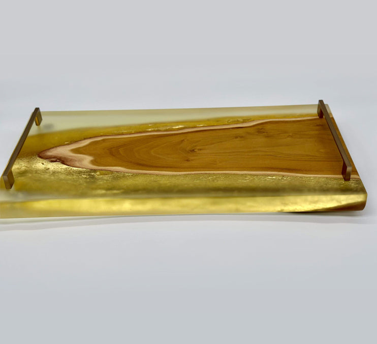 Live Edge Osage Orange, Gold Gilding Clear Epoxy Tray