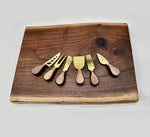 Live Edge Walnut Charcuterie Board With 6 Cheese Knives Set 19x12.5x1 1/4 Inch