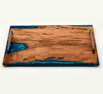 Mesquite Live Edge, Blue Epoxy Tray, Finished With Food Safe Odes Oil, Rubber Feet 23x14 1/2x 1