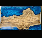 Olive Wood Blue Epoxy Tray 23x15x1 Inch