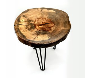 Pecan Live Edge Tables With 16 Inch Hairpin Legs