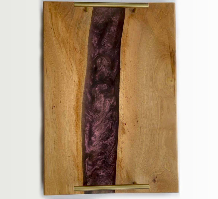 Pecan Tray With Mauve Epoxy 23 X 14x 1 Inch