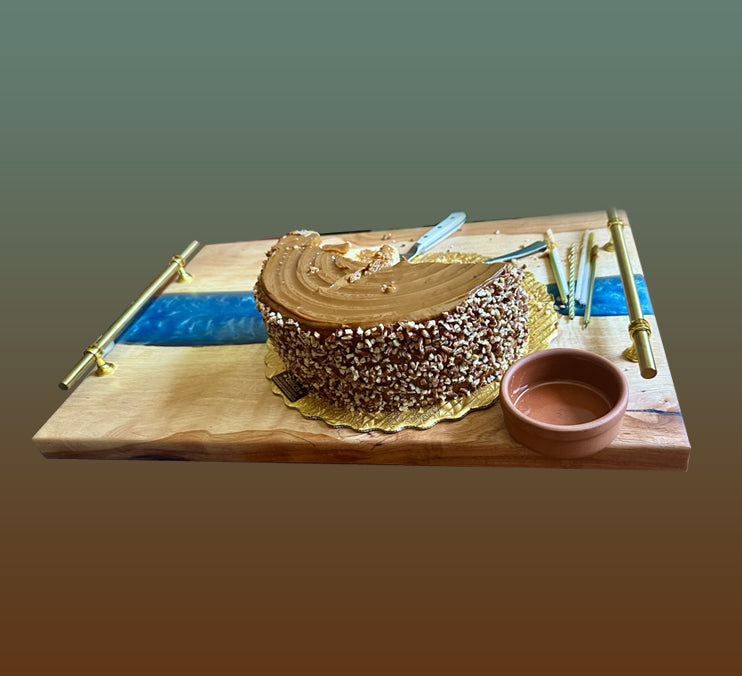 Pecan Tray /board With Blue Epoxy (Food Safe) 24x16x1 1/2 Inch