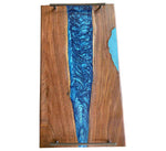 Walnut Serving Tray With Turquoise Epoxy Finished With Rubio Monocot 26 X14 X3/4 Inch