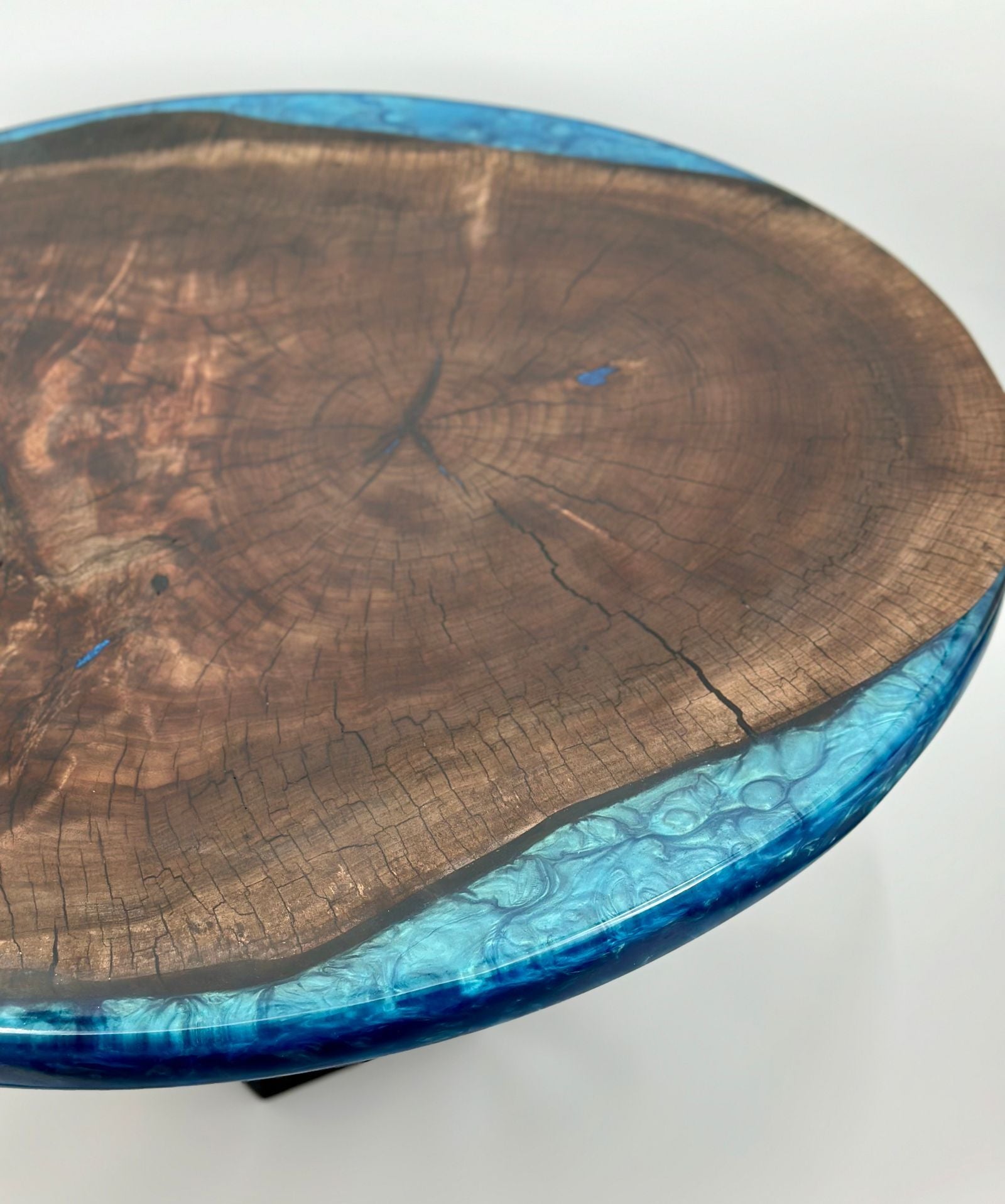 Claro Walnut Coffee Table With Midnight Blue Epoxy