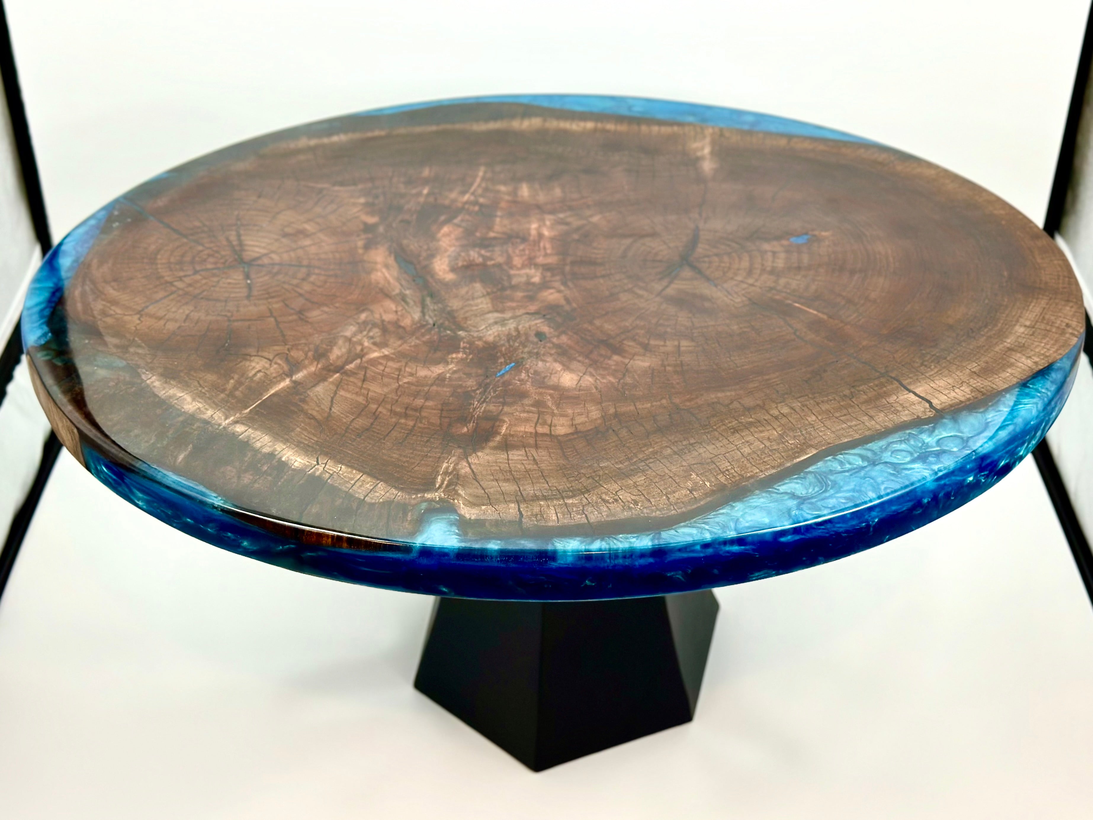 Claro Walnut Coffee Table With Midnight Blue Epoxy