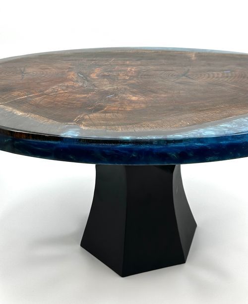 Claro Walnut Coffee Table With Midnight Blue Epoxy